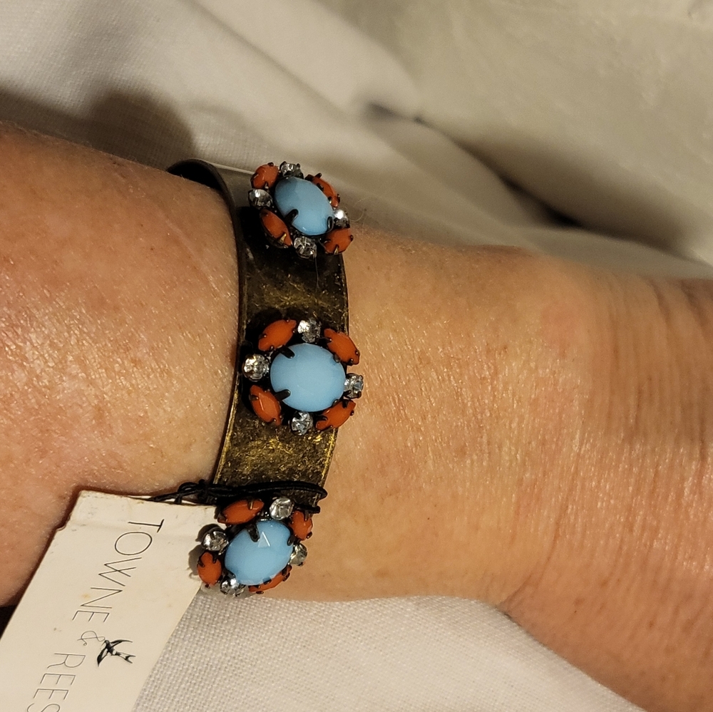 Towne & Reese Antique Gold and Blue Vintage-Inspired Bracelet